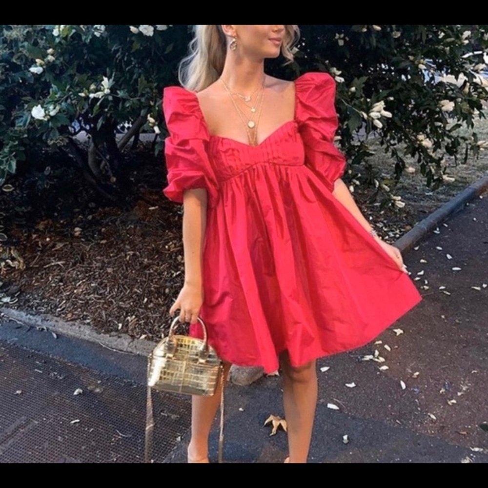 NWT! ZARA red voluminous taffeta mini dress S